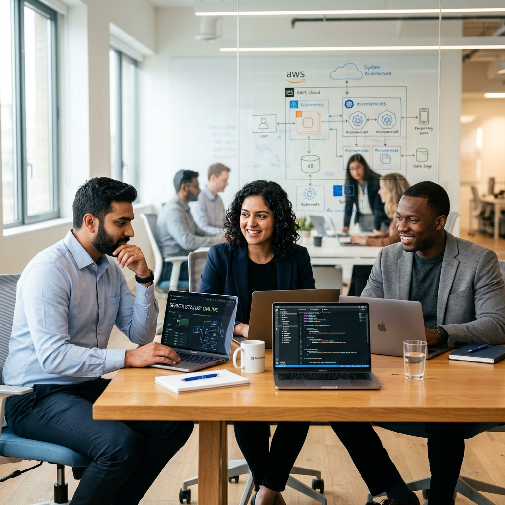 Students learning Cloud Computing, SQL, and DevOps